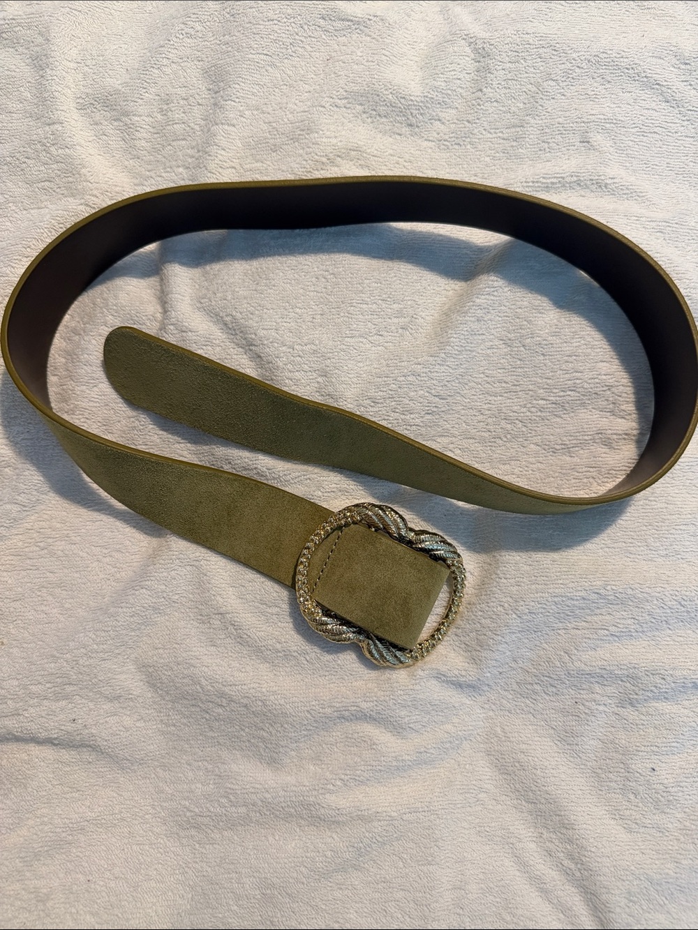 Sezane Pistachio Suede Women’s Belt with Decorative Rope Buckle
